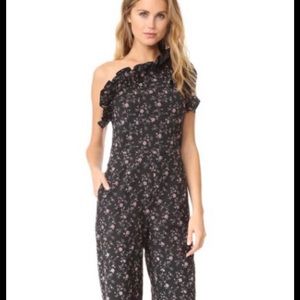 Rebecca Taylor Black Floral One-Shoulder Jumpsuit